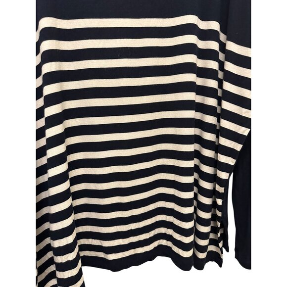 Cabi Navy & White Striped Long Sleeve V-Neck Top L - Picture 4 of 4